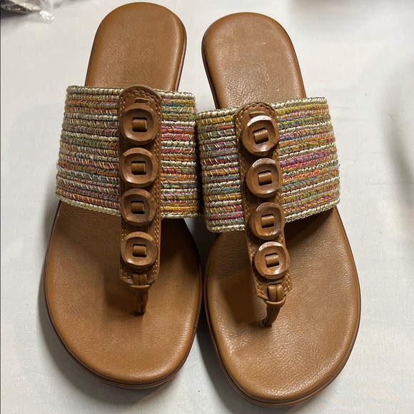 Lauren Blakwell Shoes - Chic Tan and Multicolor Woven Sandals